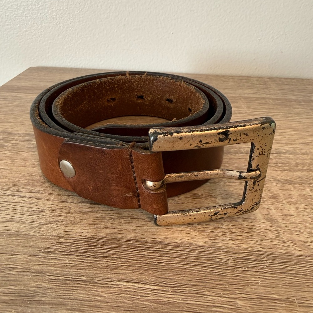 Preowned Men’s Eupometal Italy Brown Leather Made In Italy Belt